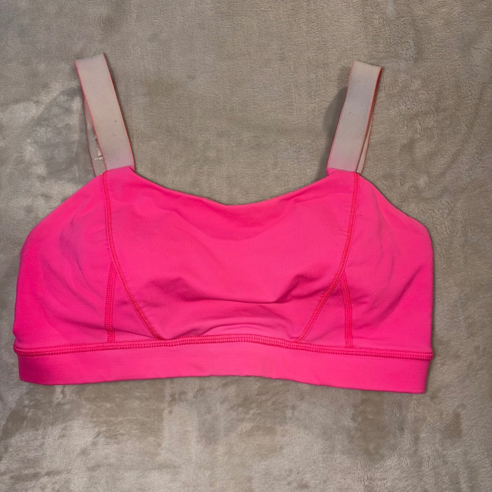 Lululemon Neon Pink High Impact Sports Bra Size 6‎ Activewear Gym Yoga